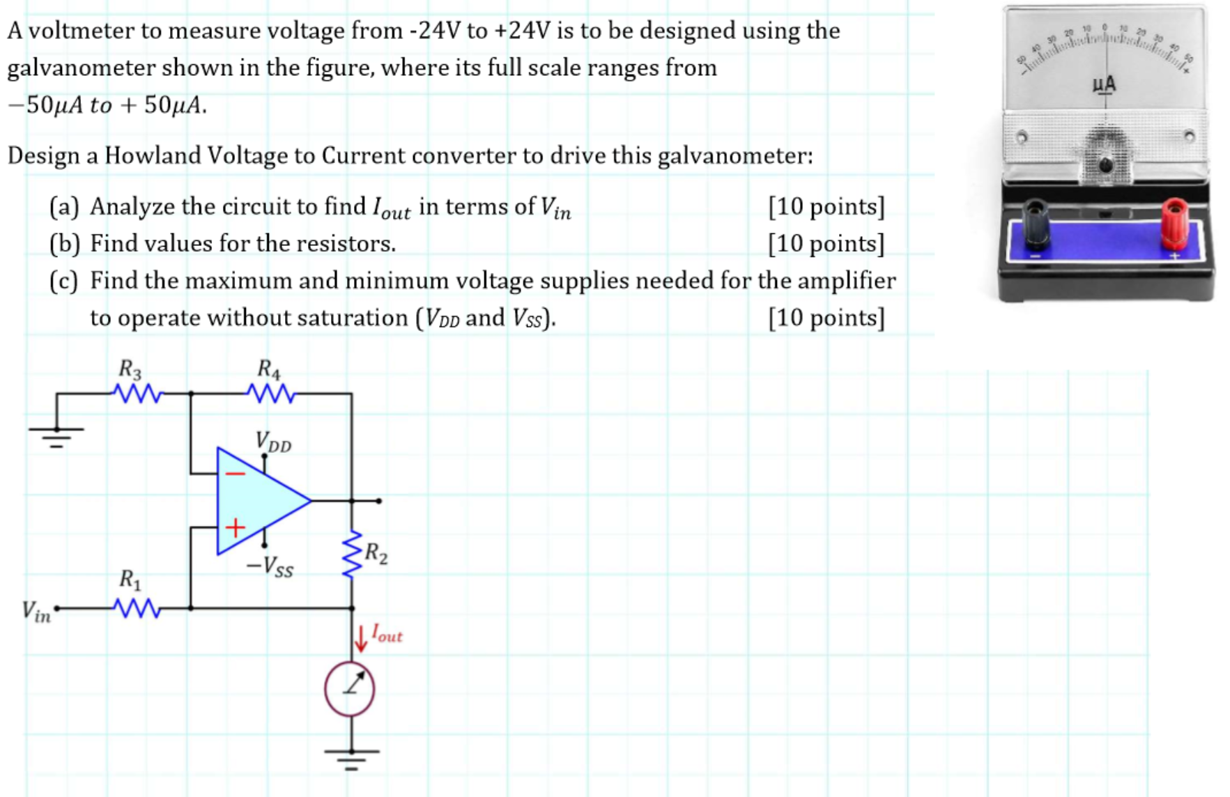 Solved A Voltmeter To Measure Voltage From 24 V To 24 V Is Chegg Com   Php1FasQl