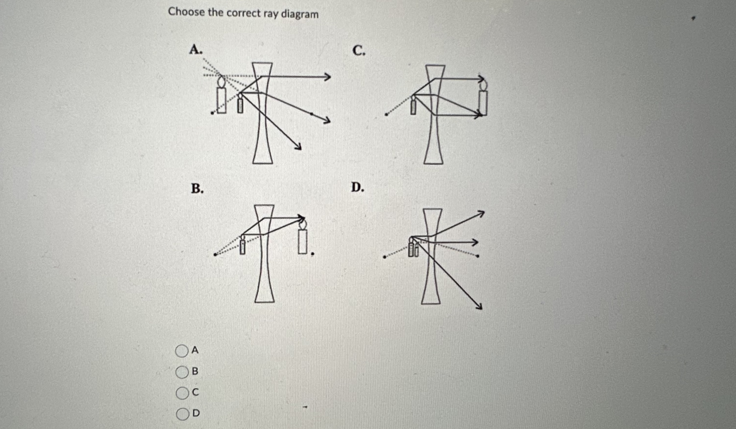 Solved Choose the correct ray diagram B D. | Chegg.com