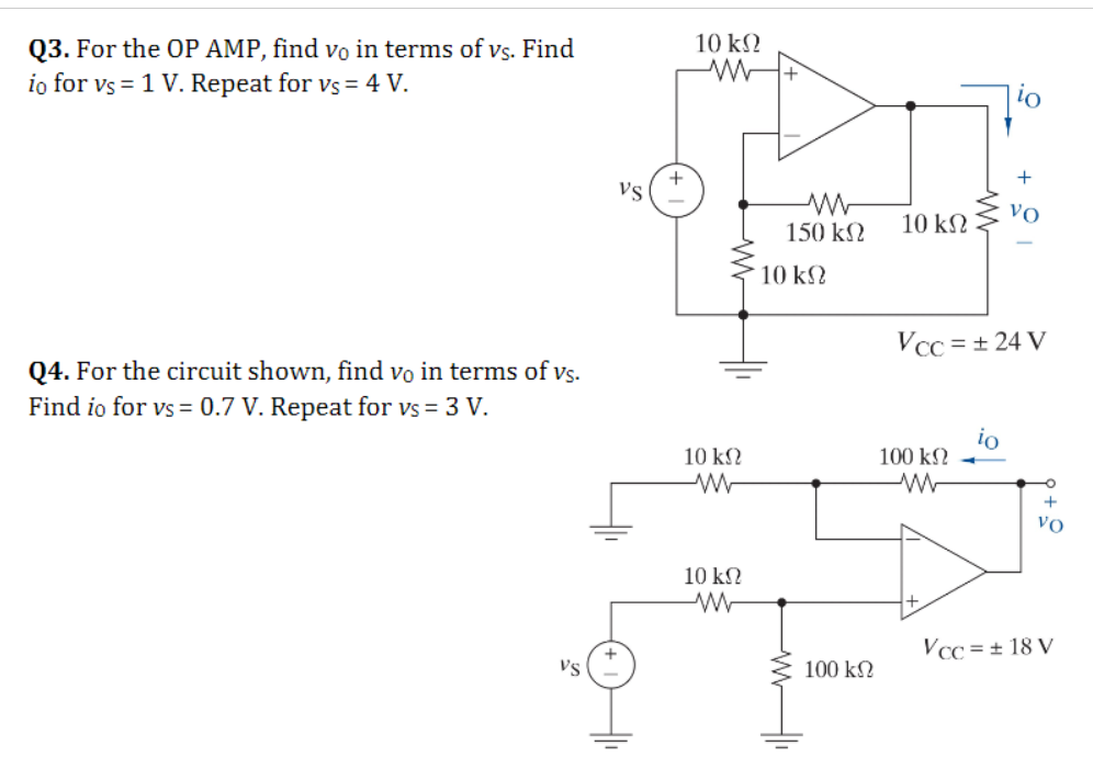 Solved 10 Kw 03 For The Op Amp Find Vo In Terms Of Vs Chegg Com