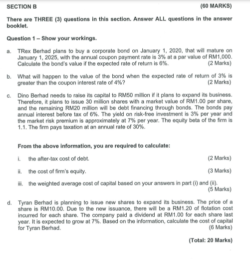 Solved SECTION B (60 MARKS) There Are THREE (3) Questions In | Chegg.com