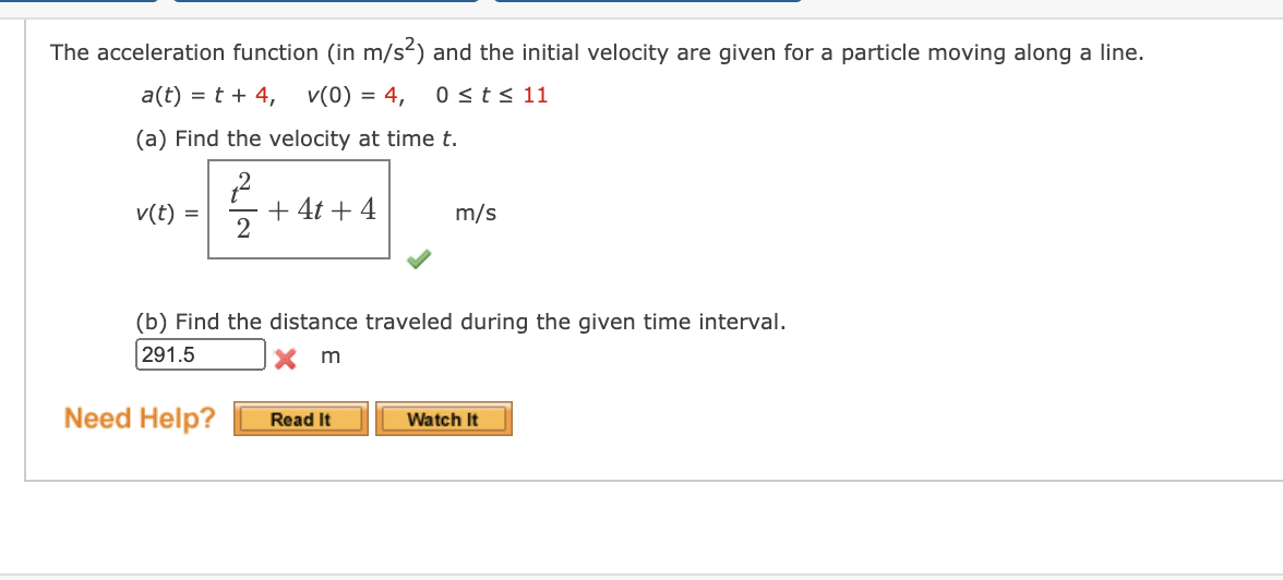 Solved The acceleration function (in m/s2) and the initial | Chegg.com