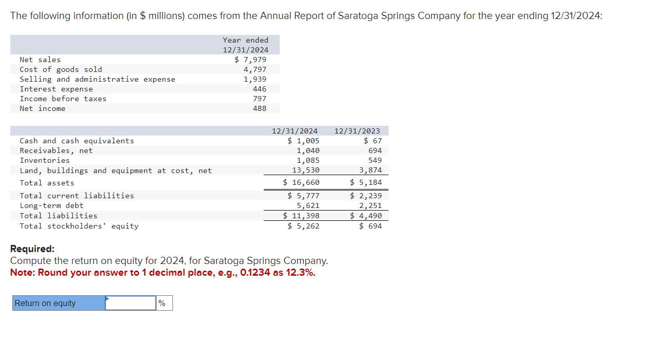 Solved Required Compute The Return On Equity For 2024 For Chegg Com   PhpGdIb3c