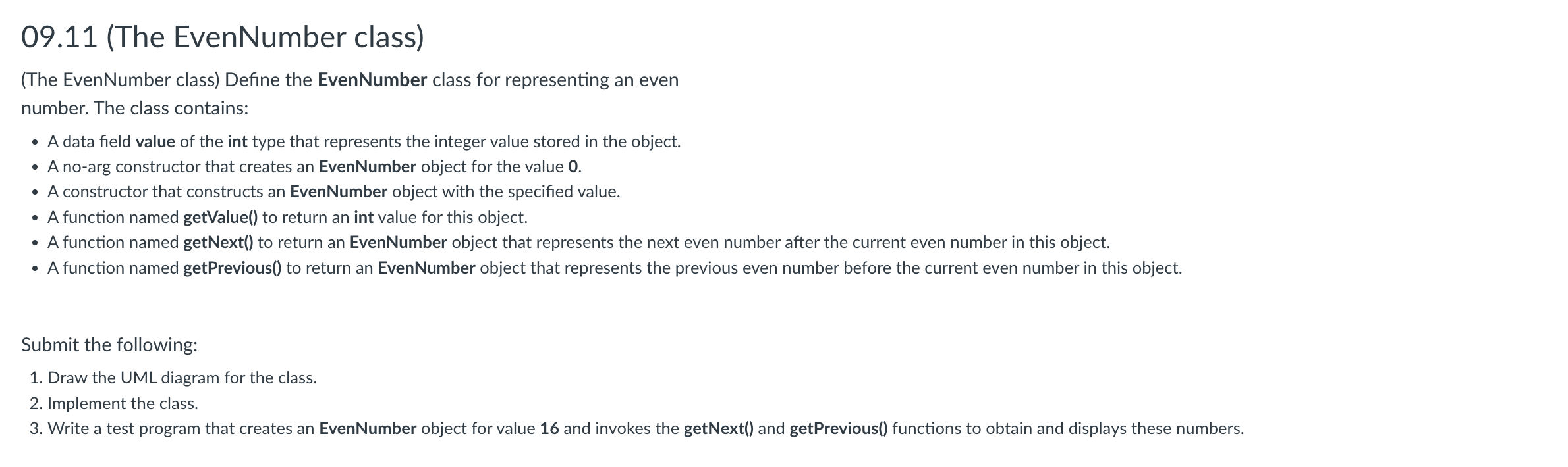 Solved 09.11 (The EvenNumber class) (The EvenNumber class) | Chegg.com