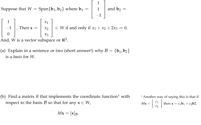 Solved Suppose That W = Span{bị,b2} Where By And B2 = 6. 1 | Chegg.com