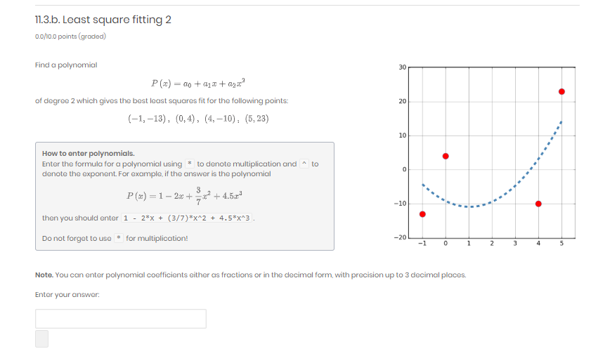 Solved 11.3.b. Least Square Fitting 2 0.0/10.0 Points | Chegg.com