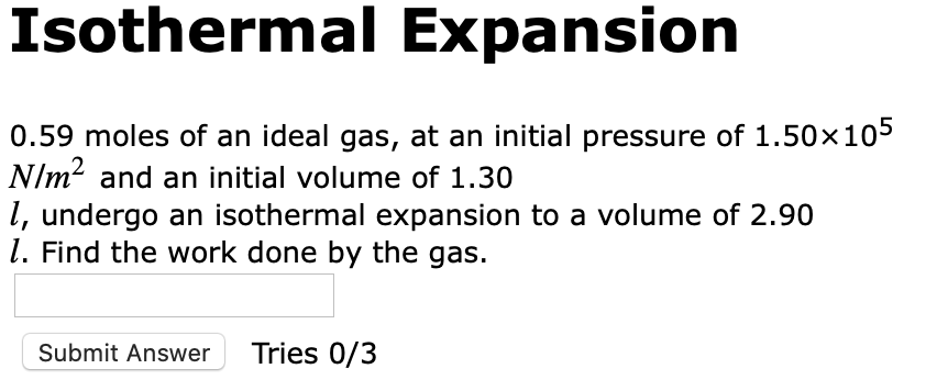 Solved Isothermal Expansion 0.59 Moles Of An Ideal Gas, At | Chegg.com