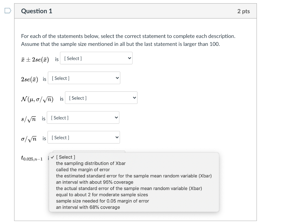 Solved Question 1 2 pts For each of the statements below, | Chegg.com