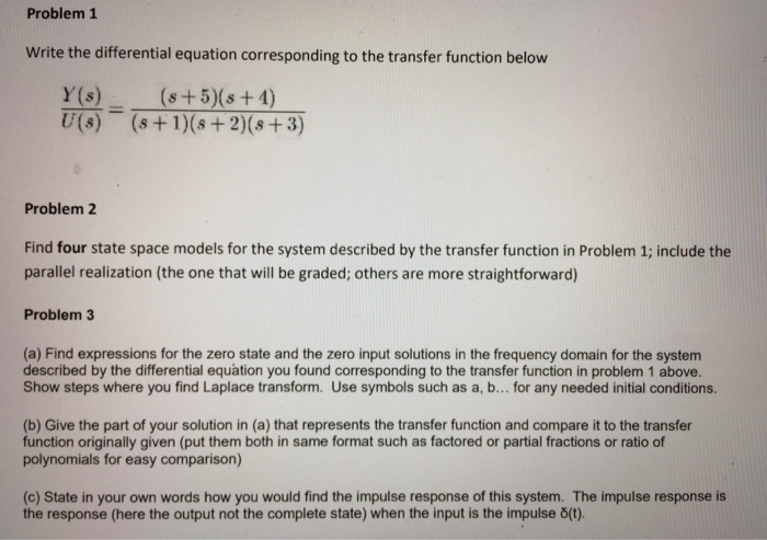 Solved Problem 1 Write the differential equation | Chegg.com