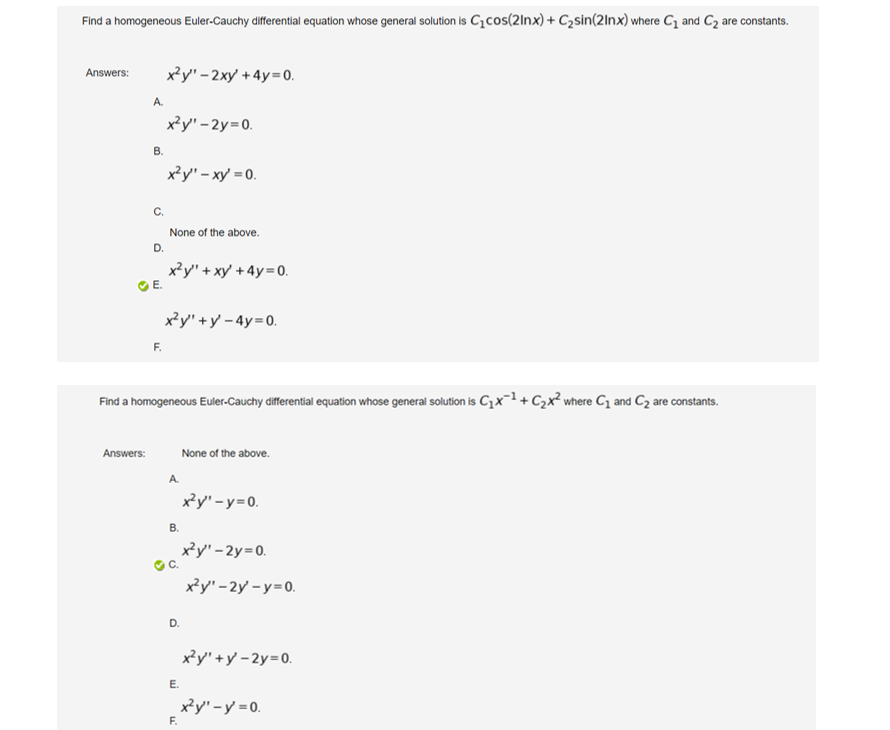 Solved Find A Homogeneous Euler-Cauchy Differential Equation | Chegg.com