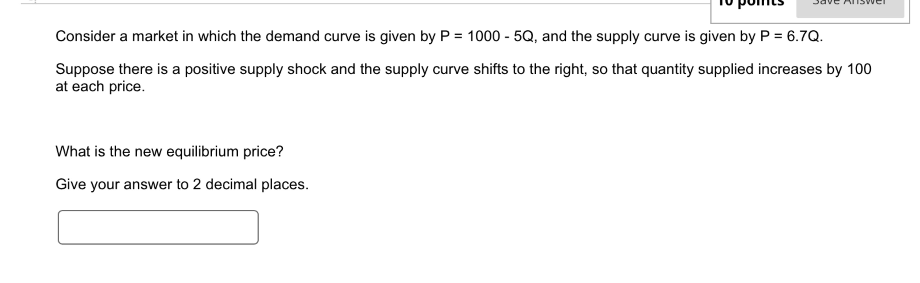 Solved Consider a market in which the demand curve is given | Chegg.com