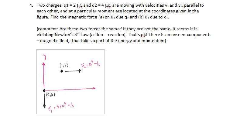 4 Two Charges Q1 2 Uc And Q2 4 Uc Are Moving Chegg Com