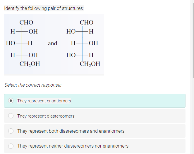 Solved Identify The Following Pair Of Structures: CHO H H- | Chegg.com