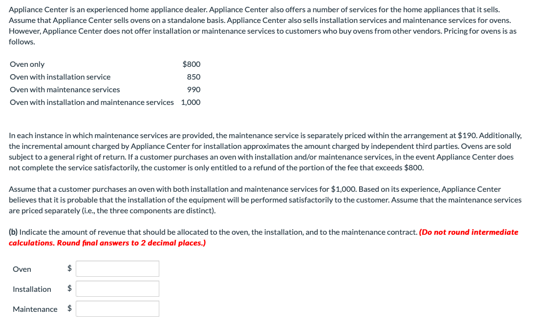 Solved Appliance Center is an experienced home appliance | Chegg.com