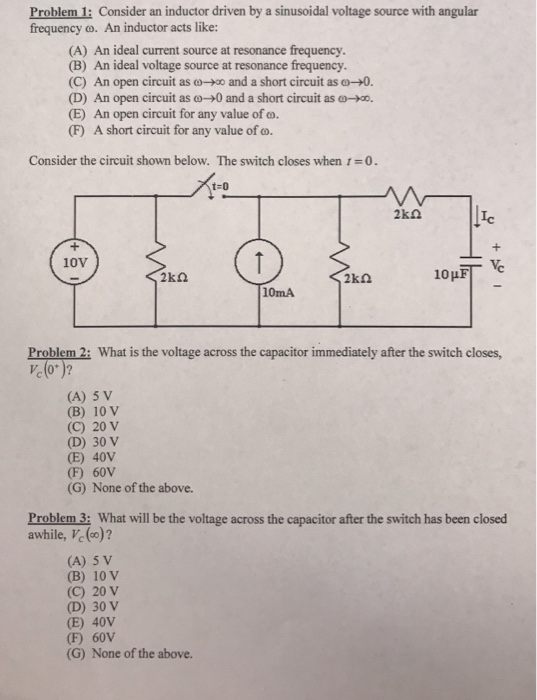 Solved Problem 1: Consider an inductor driven by a | Chegg.com