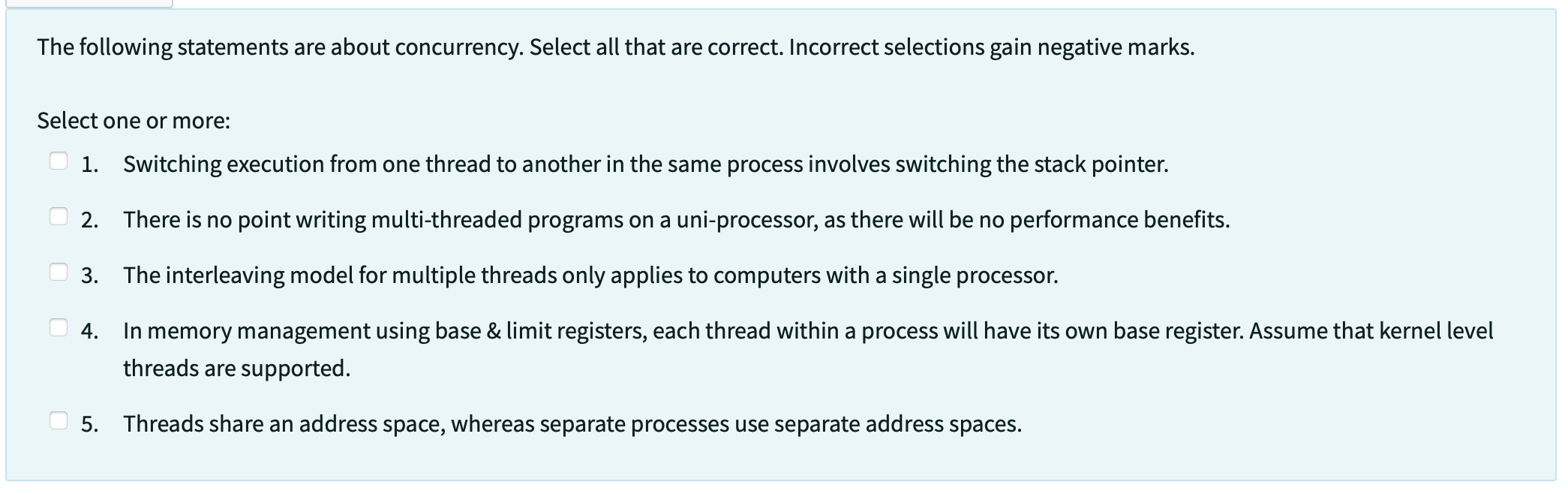 Solved The following statements are about concurrency. | Chegg.com