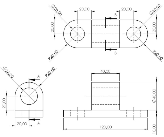 Solved Make the cut views indicated, (A,B) values given in | Chegg.com