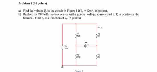 Solved a) Find the voltage Vx in the circuit in Figure 1 if | Chegg.com