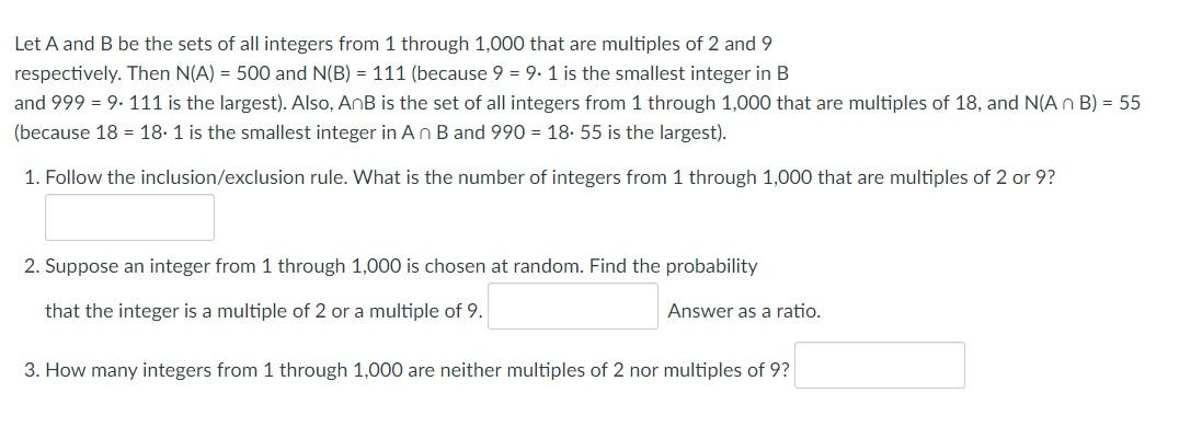 Solved Let A And B Be The Sets Of All Integers From 1 | Chegg.com