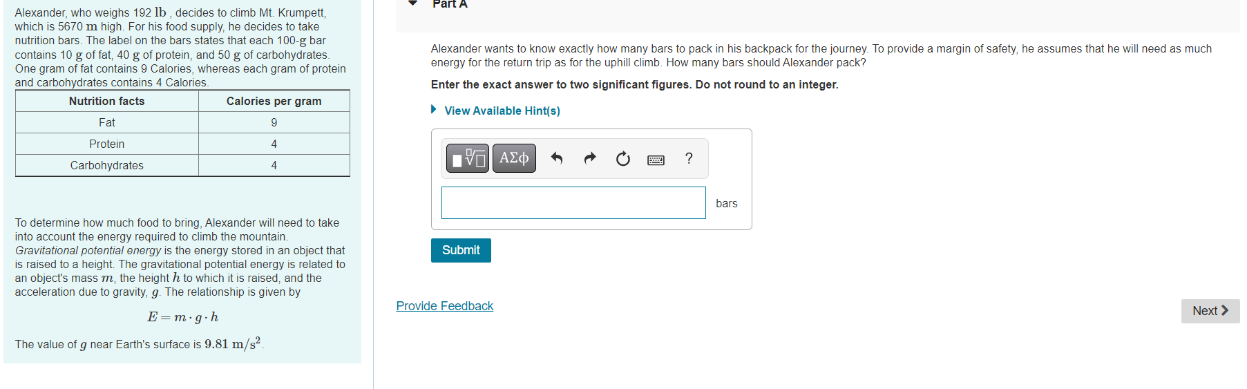 Solved The value of g near Earth's surface is 9.81 m/s2. | Chegg.com