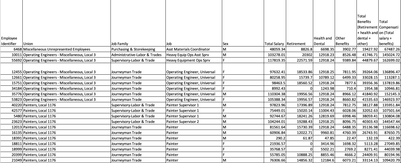 The above data set is on employee compensation | Chegg.com