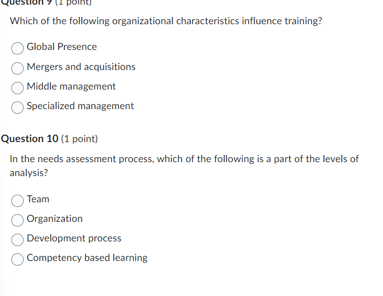 Solved Which of the following organizational characteristics | Chegg.com