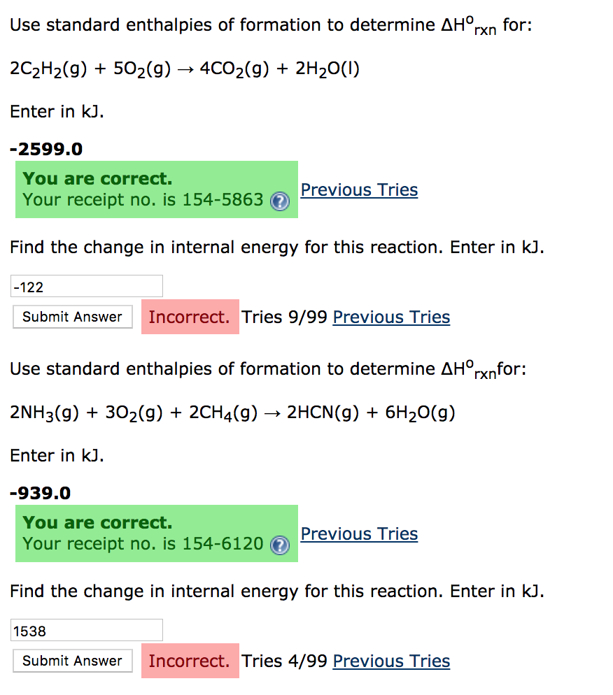 Solved Use standard enthalpies of formation to determine