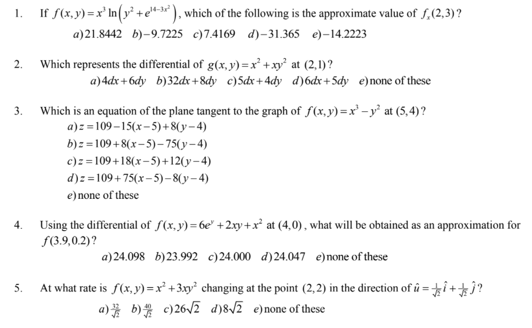 Solved 1 If F X Y X In Y El Which Of The Chegg Com