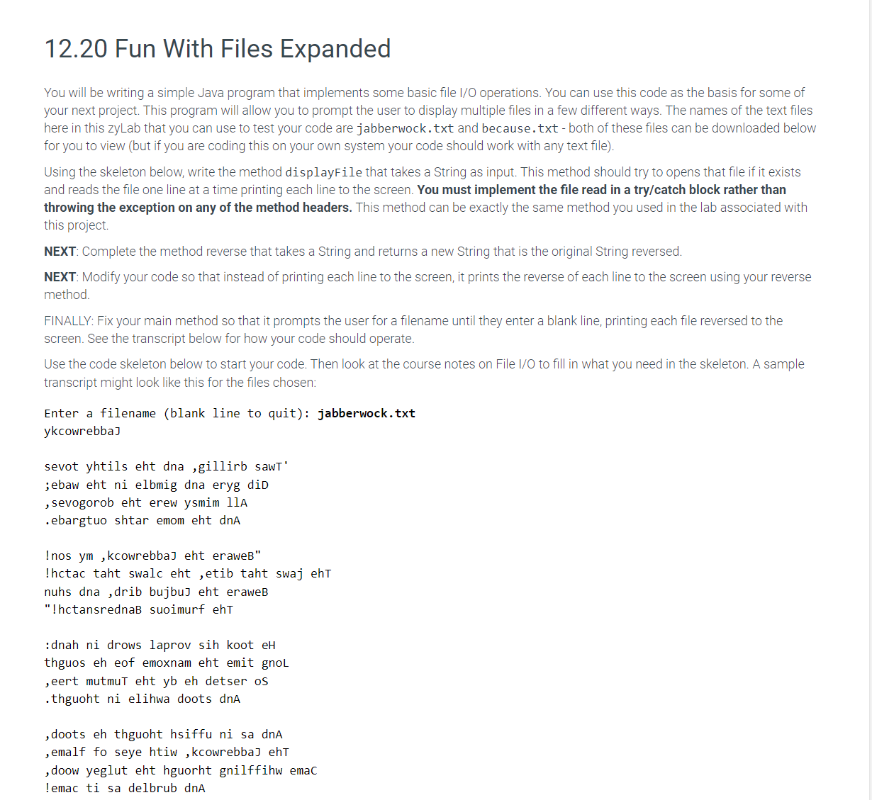 Solved 12.20 Fun With Files Expanded You will be writing a | Chegg.com