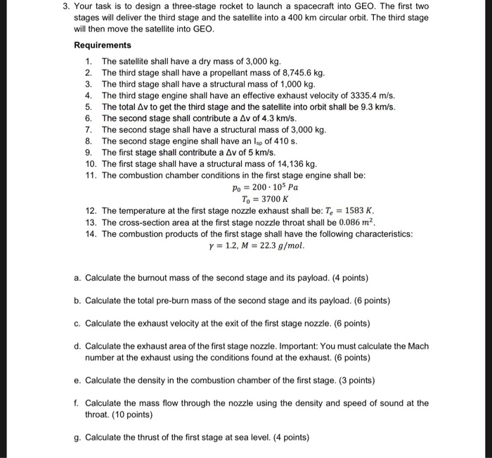 3. Your Task Is To Design A Three-stage Rocket To 