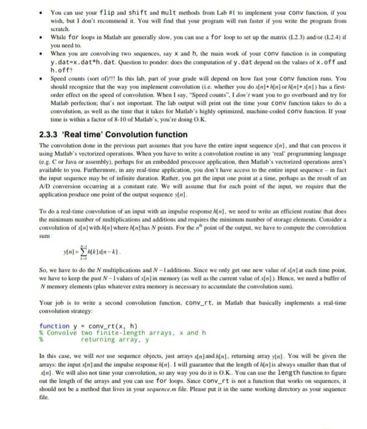 2.3.2 Convolution function - Matlab style You are | Chegg.com