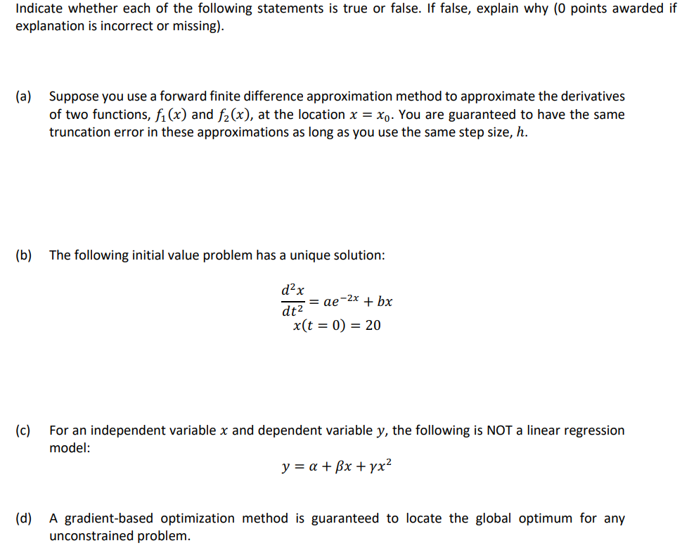 Solved Indicate whether each of the following statements is | Chegg.com