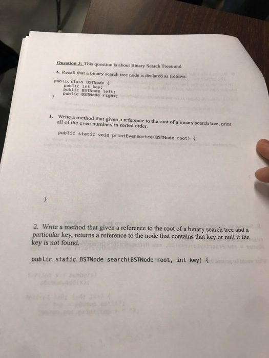 Question 3. This question is about Binary Search Trees and A. Recall that a binary search tree node is declared as follows: p