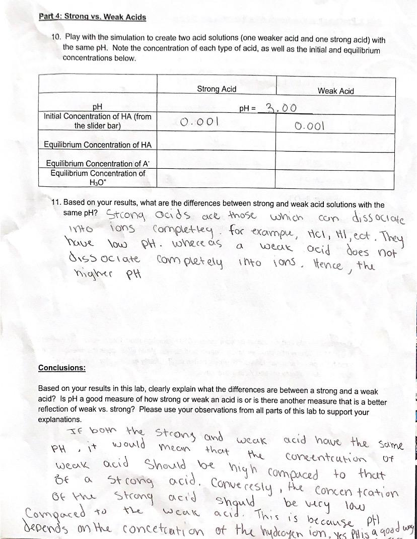 Strong Vs Weak Acids Worksheet Answer Key