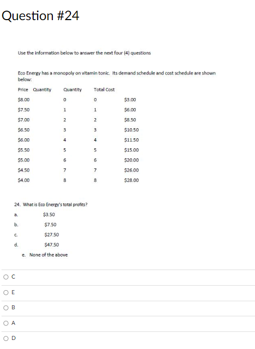 Solved Use the information below to answer the next four (4) | Chegg.com