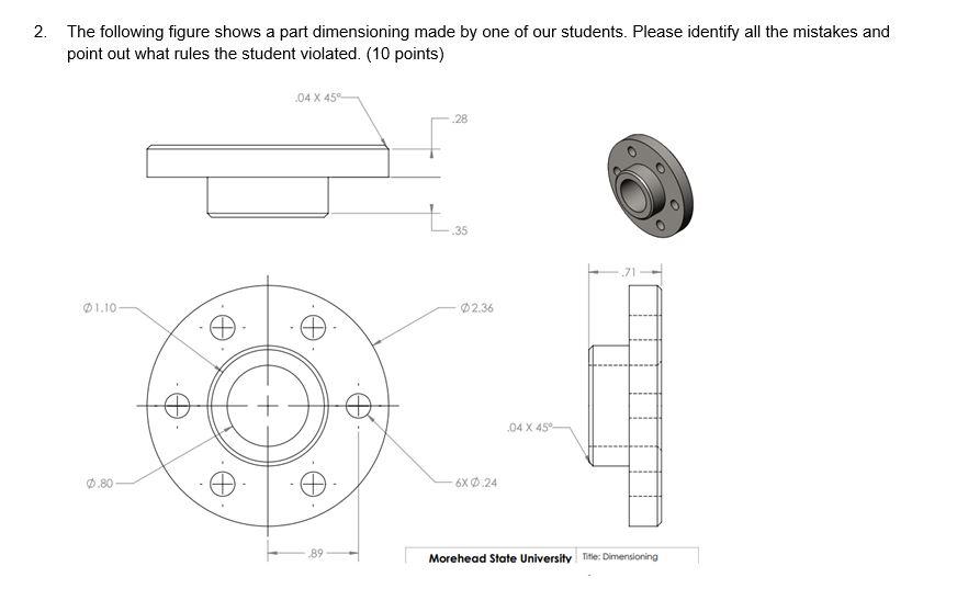 Solved 2. The Following Figure Shows A Part Dimensioning | Chegg.com