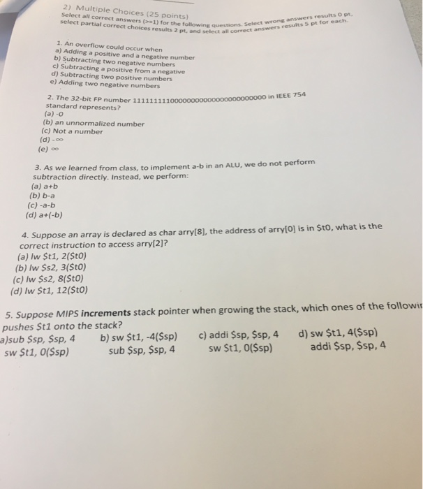 Solved 2) Multiple Choices (2s points) Select all correct | Chegg.com