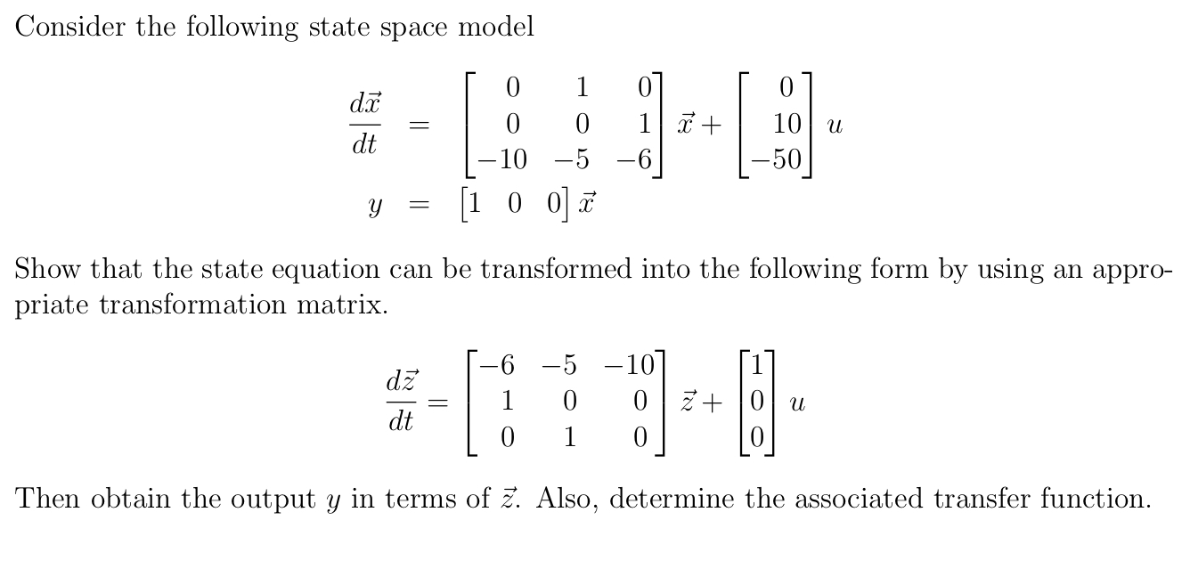 Solved Consider The Following State Space Model | Chegg.com