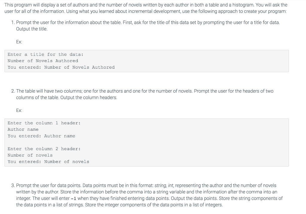 Solved This program will display a set of authors and the | Chegg.com