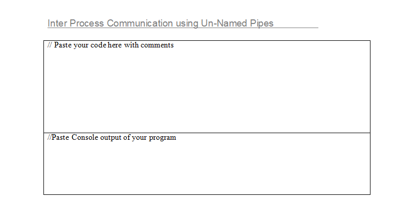 Inter Process Communication using Un-Named Pipes | Chegg.com