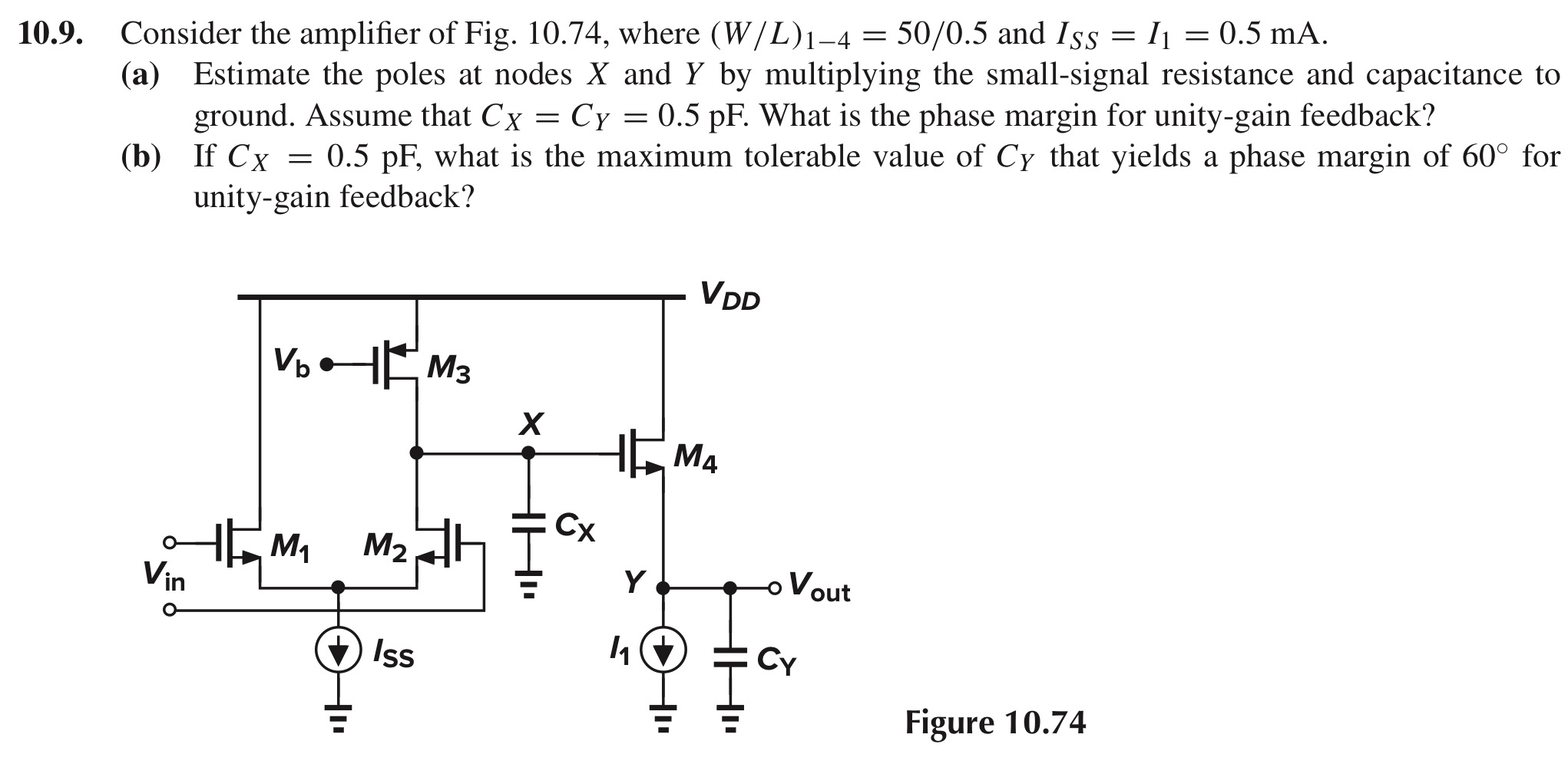 Solved 10.9. ﻿Consider the amplifier of Fig. 10.74, ﻿where | Chegg.com