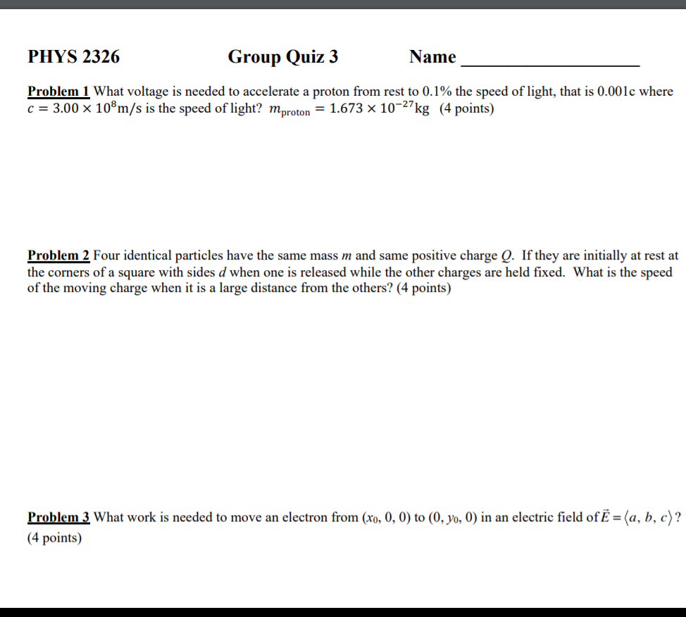 Solved PHYS 2326 Group Quiz 3 Name Problem 1 What Voltage Is | Chegg.com