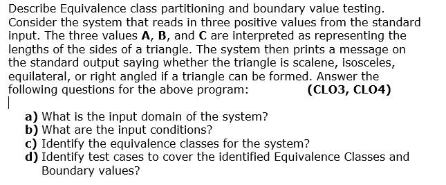 Solved Describe Equivalence class partitioning and boundary | Chegg.com