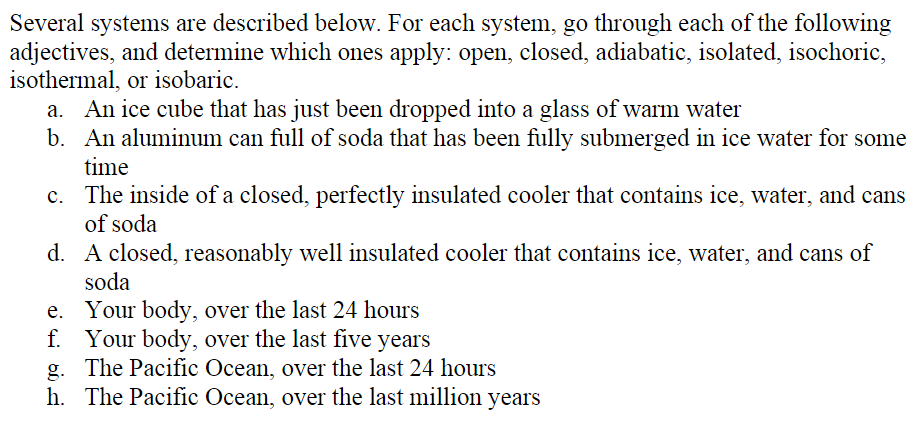 Solved Several systems are described below. For each system, | Chegg.com