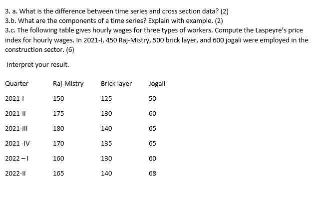 Solved 3. a. What is the difference between time series and | Chegg.com