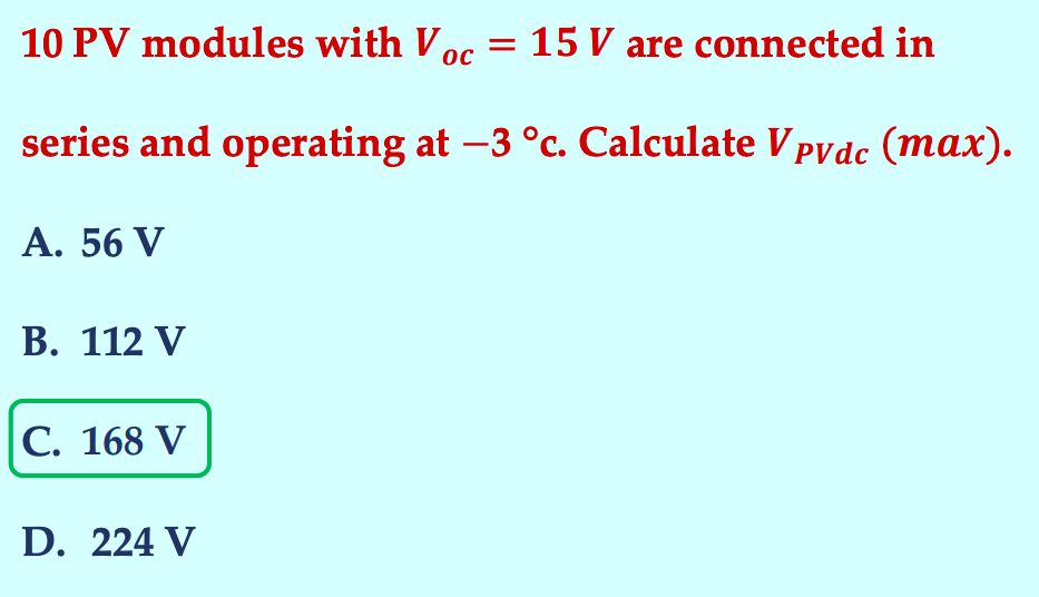 Voc Pv Module Formula Solved 10 PV modules with Voc = 15 V are connected in series | Chegg.com