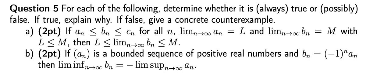 Solved Question 5 For each of the following, determine | Chegg.com