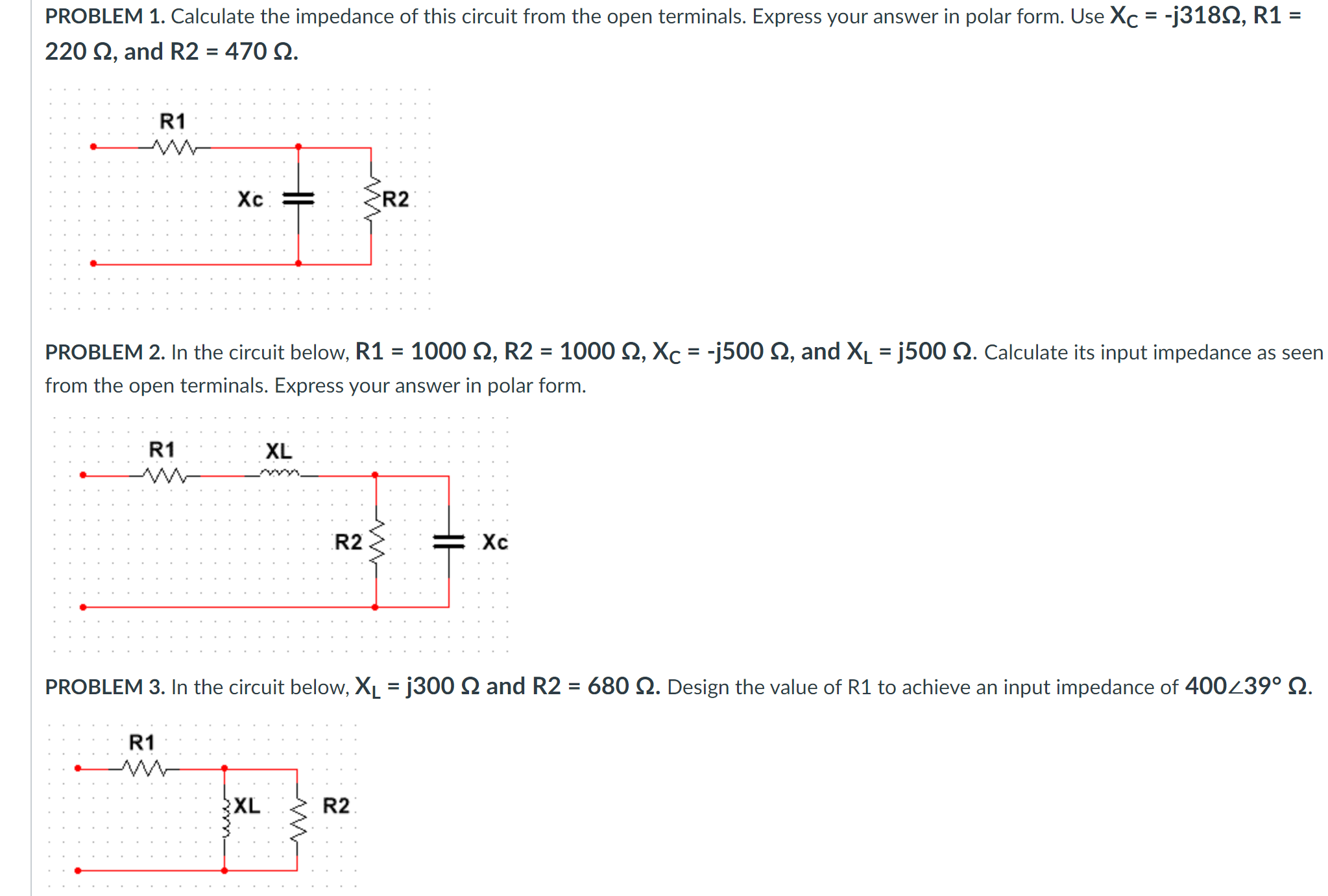 Solved PROBLEM 1. Calculate the impedance of this circuit | Chegg.com