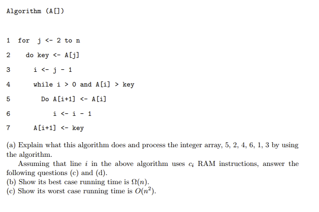 Solved Algorithm (A[]) 1 for j