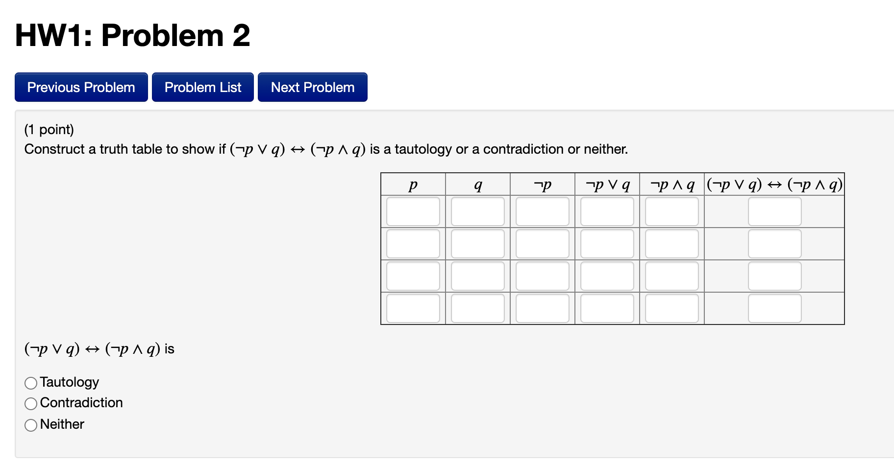 Solved HW1: Problem 2 Previous Problem Problem List Next | Chegg.com
