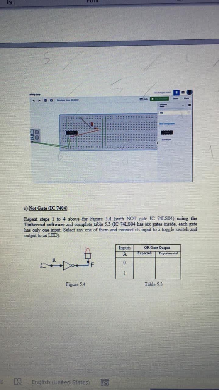 Solved Not Gate Ic 7404 Repeat Steps 1 To 4 Above Fo Chegg Com